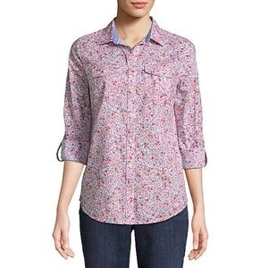 St. John’s Bay JCPenney pink floral shirt, size L